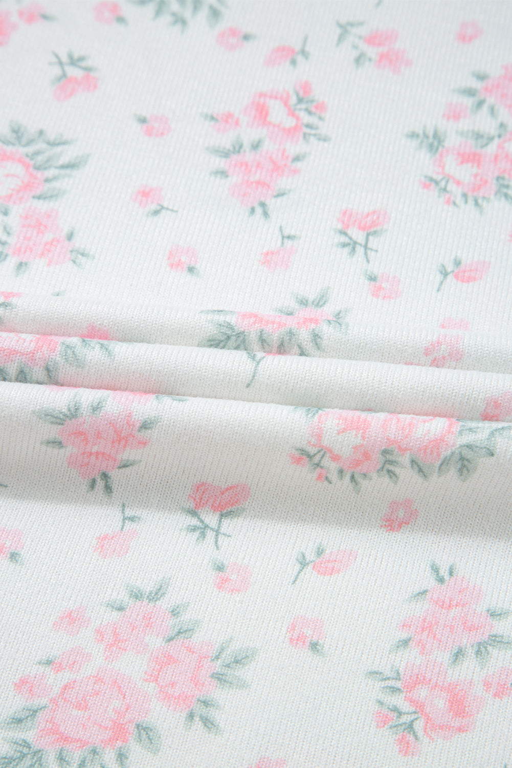 Pink Floral Lettuce Trim Tee & Shorts Ribbed Lounge Set